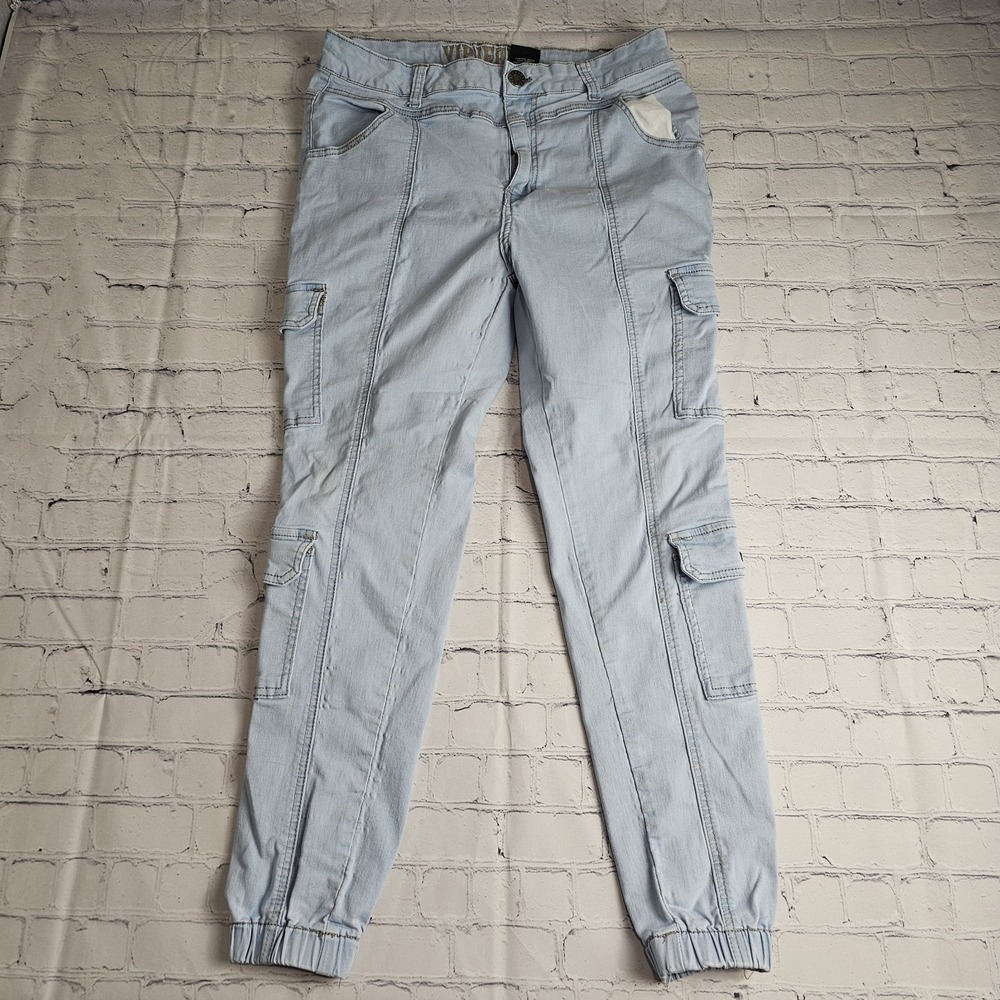 VIP Jeans Juniors 17 Cargo Skinny Jogger Pants Stretch Blue Y2K Grunge‎